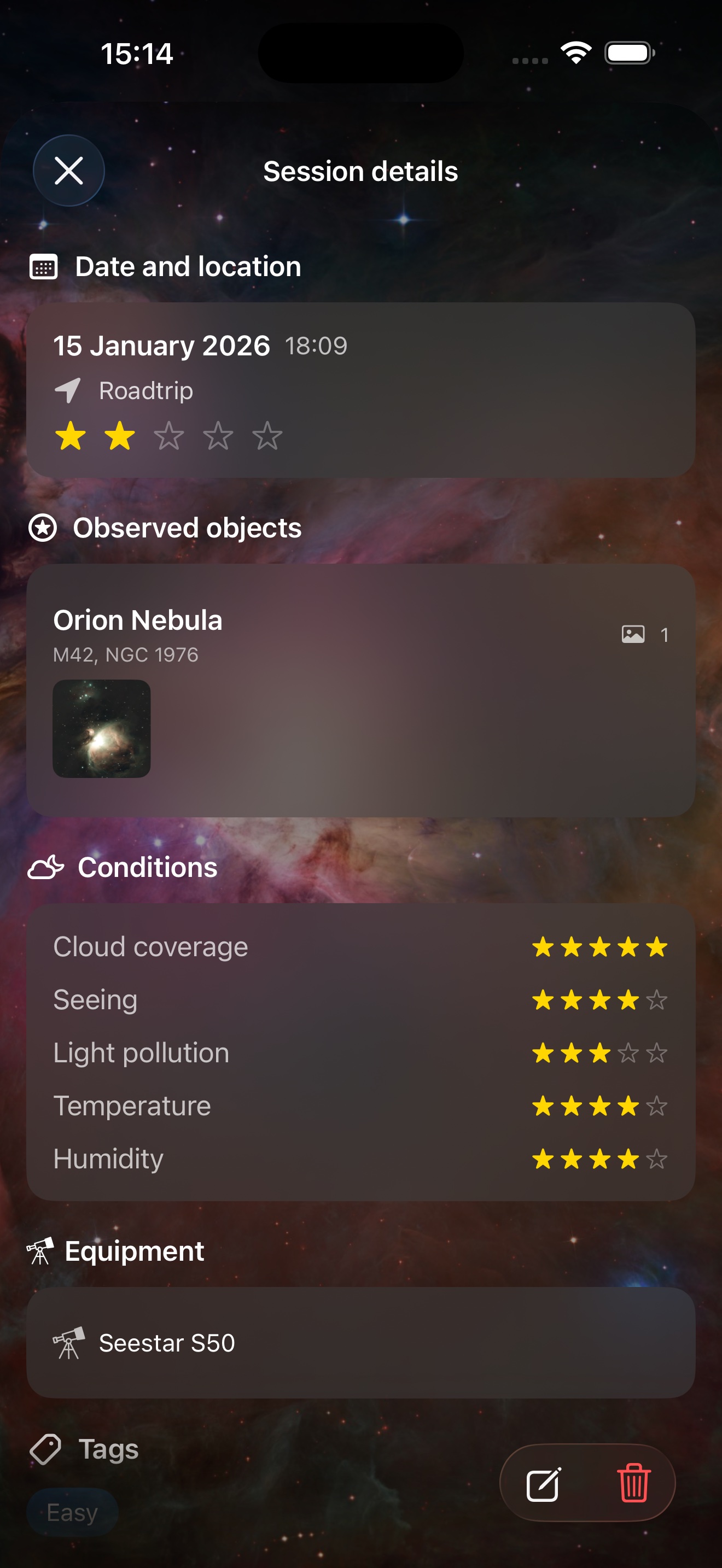 AstroCollect - Observation Session