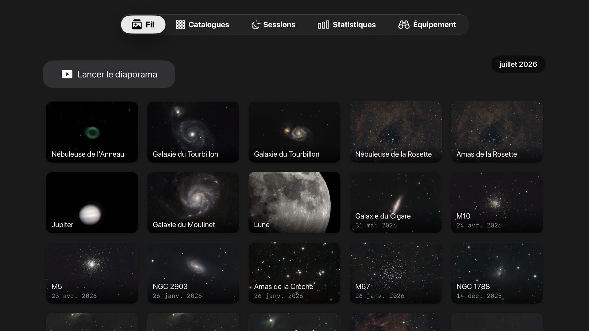 AstroCollect on Apple TV — Your observation photo feed