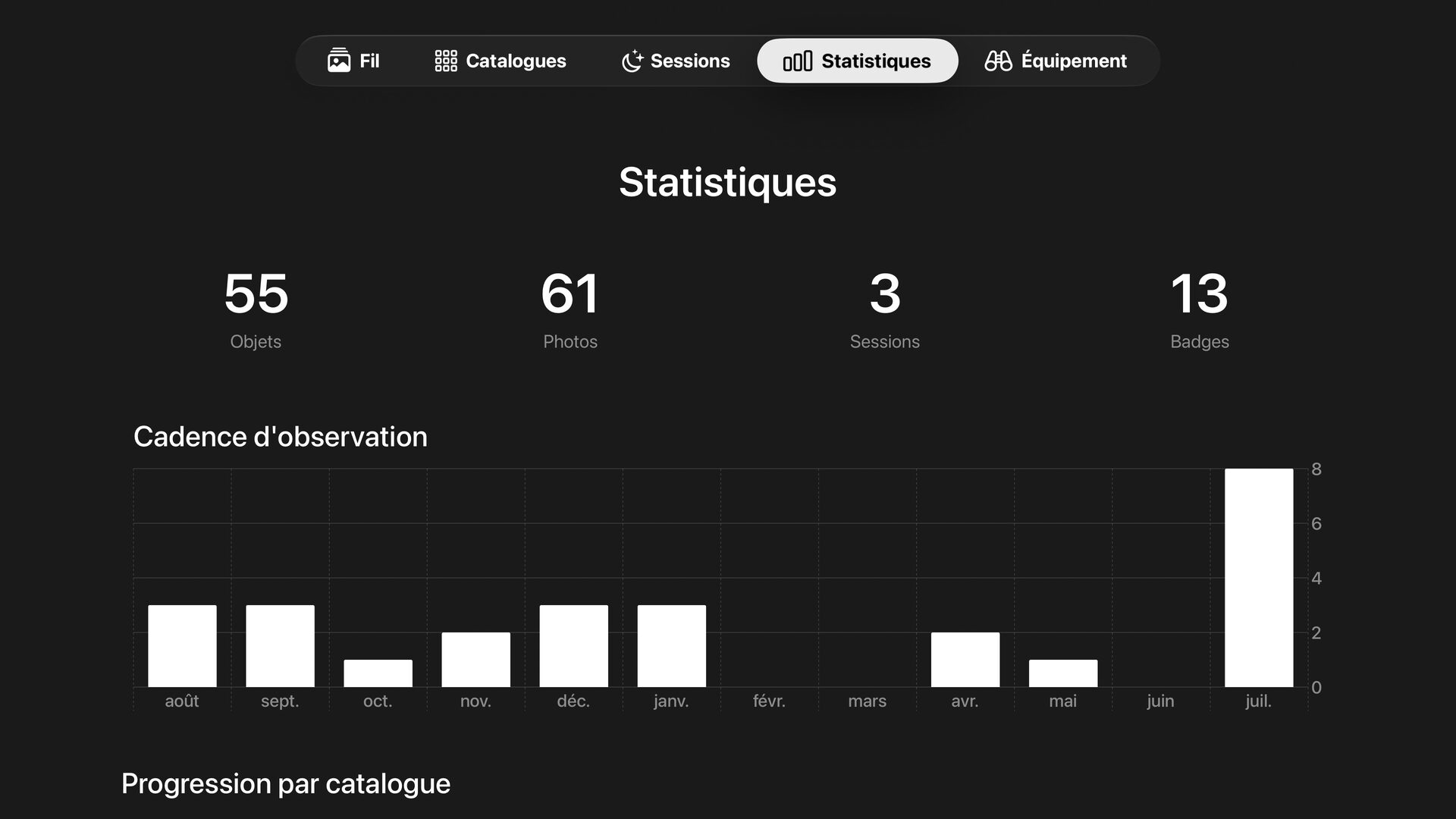 AstroCollect on Apple TV — Statistics